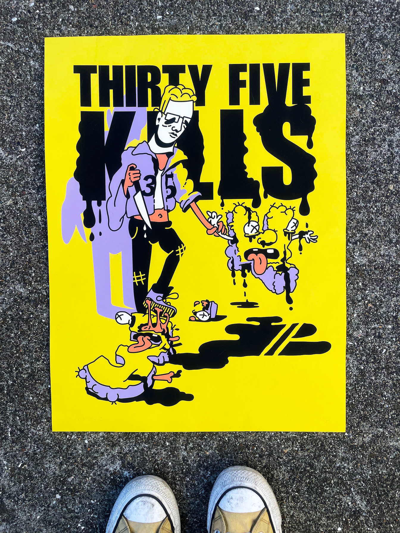 The full Thirty-Five Kills print displayed on concrete