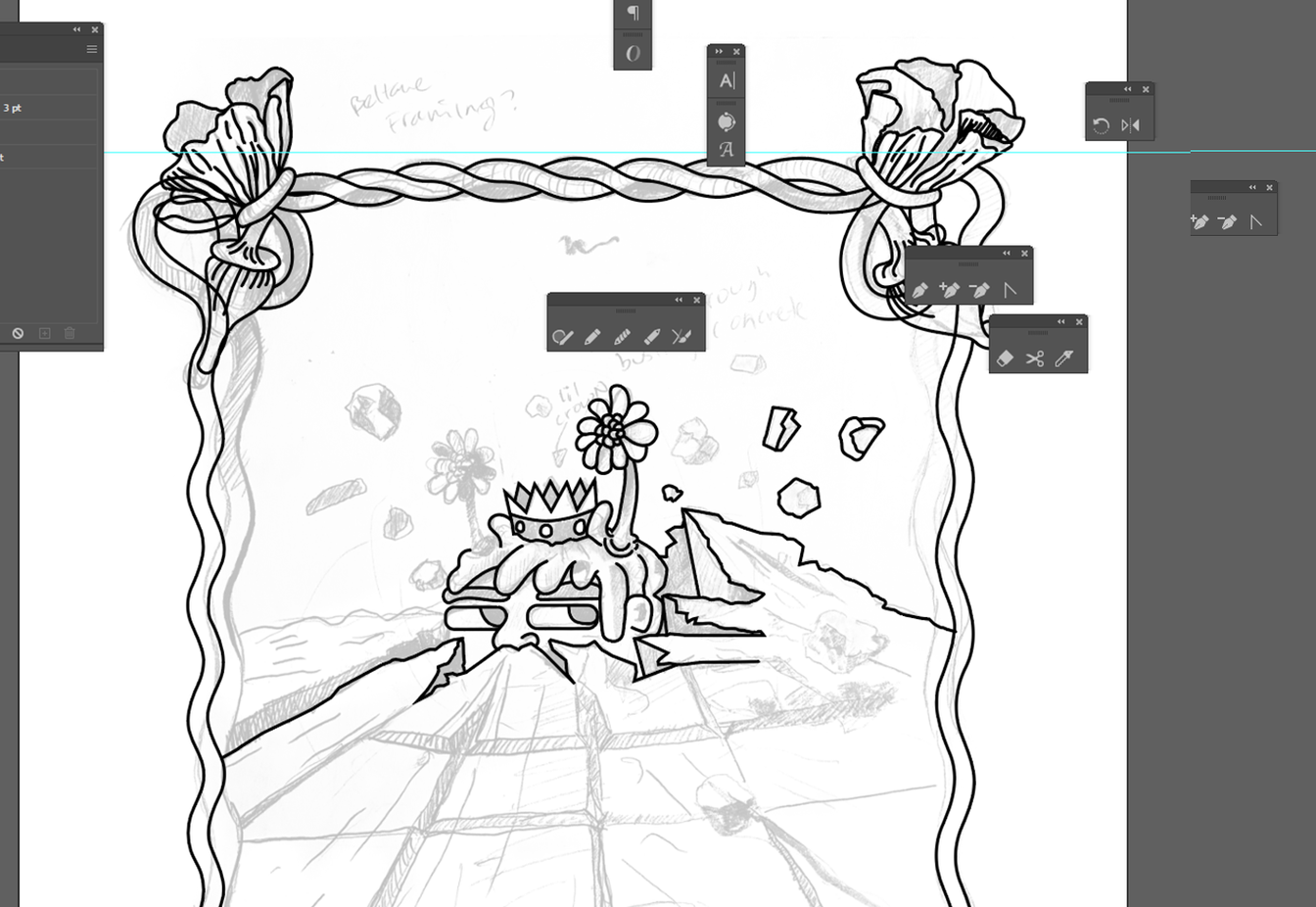 First stage of tracing the Beltane illustration in Adobe Illustrator