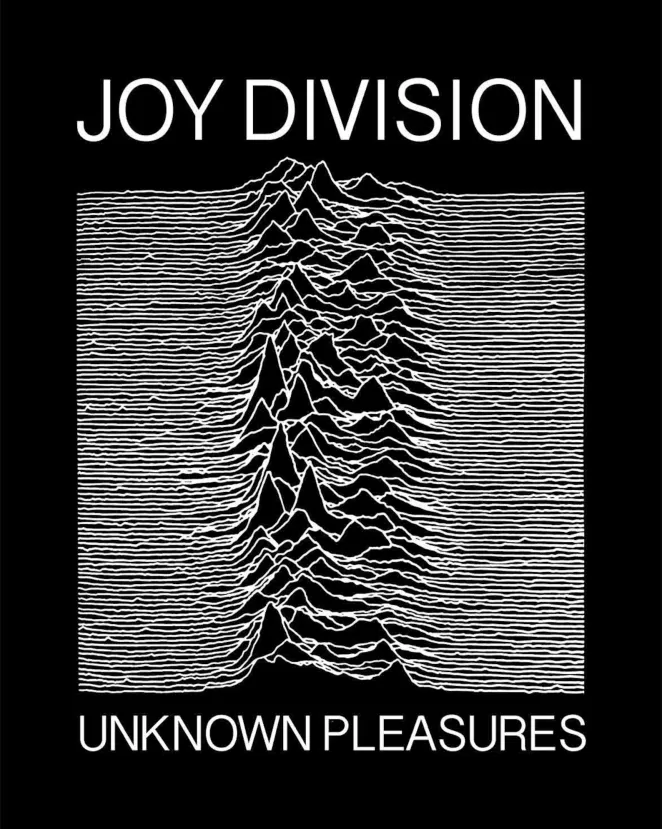 Joy Division Unknown Pleasures album artwork used as a line-work reference